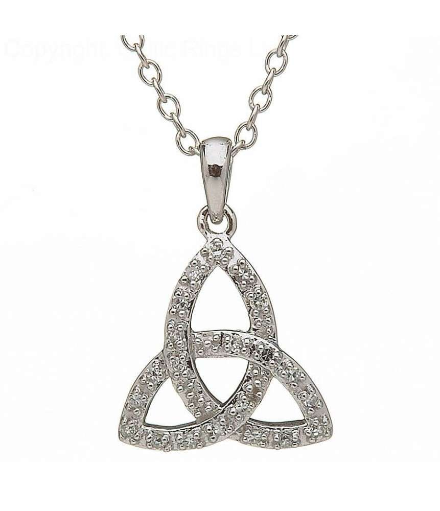 10K White Gold Diamond Set Trinity Knot Pendant