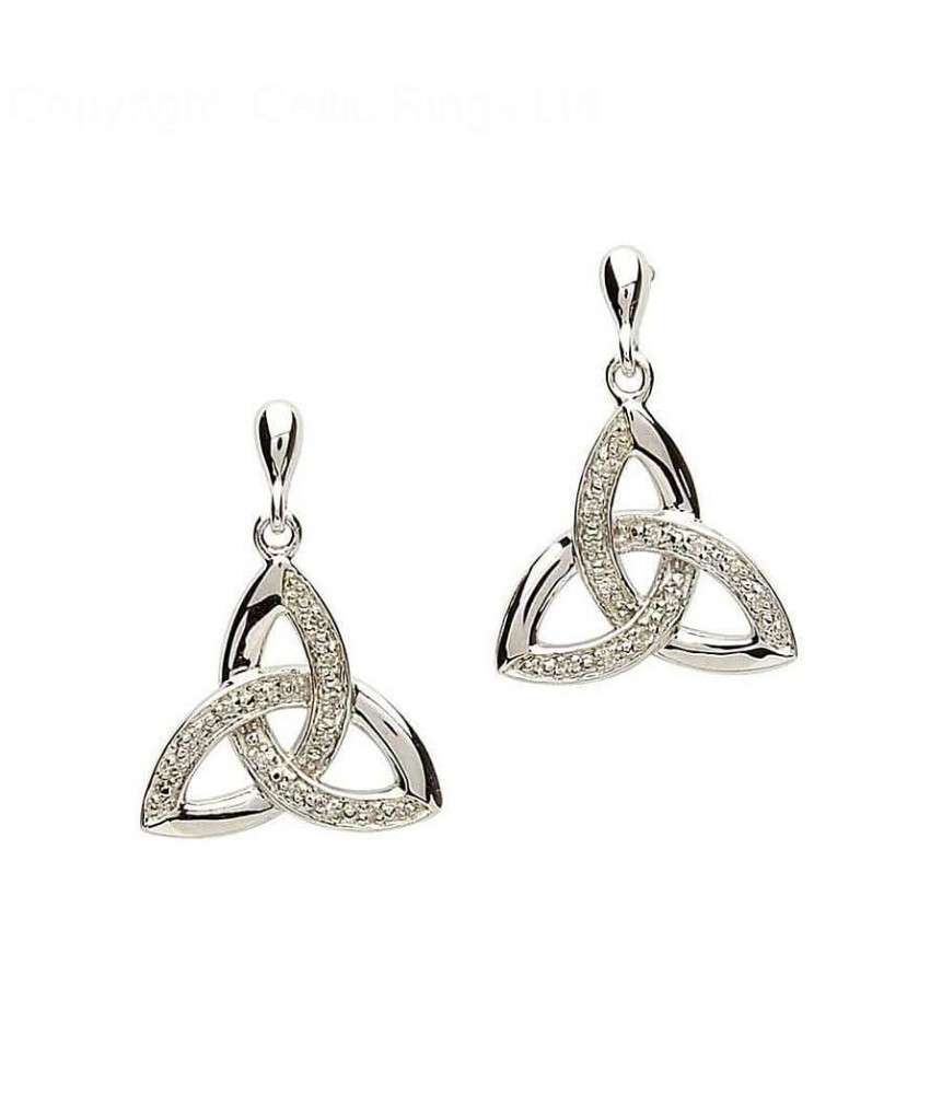 Celtic Diamond Trinity Knot Earrings | Celtic Rings Ltd