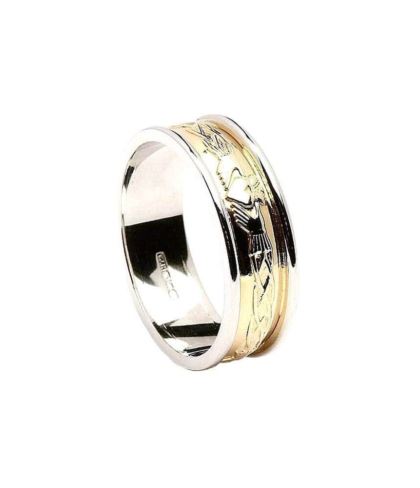 Engraved Claddagh Two-Tone Band | Wedding Rings