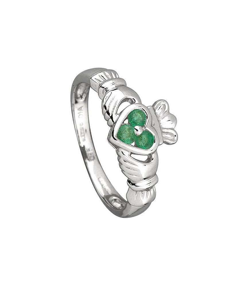 Three Emeralds Claddagh Ring | Engagement Rings