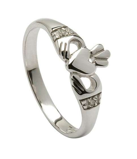 14K White Gold Modern Claddagh Ring | Claddagh Rings