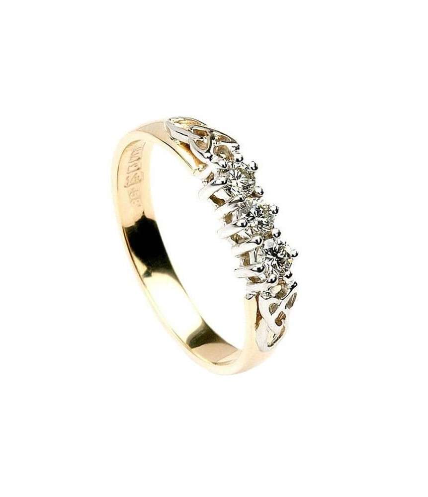 Buy Real Gold Design High Quality Simple Look 3 White Stone Impon Ring for  Women